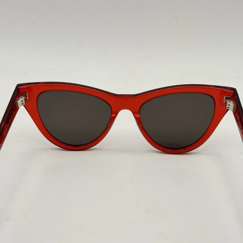 New SAINT LAURENT SL425 005 54mm Red‎ Cat Eye Oversized Sunglasses Italy Black